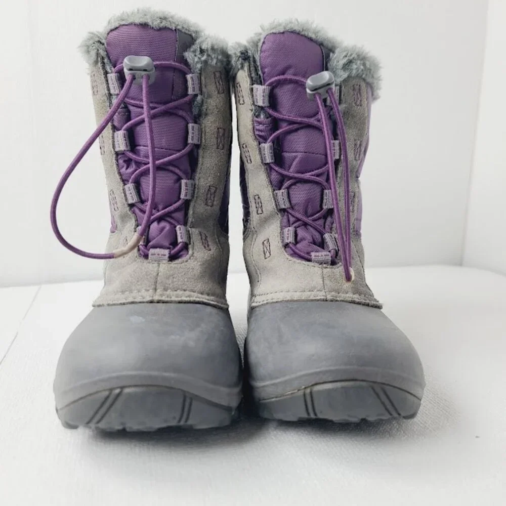 Columbia Girl's Black Purple Rope Tow II BY1308-502 Leather Ankle Winter Boot 1